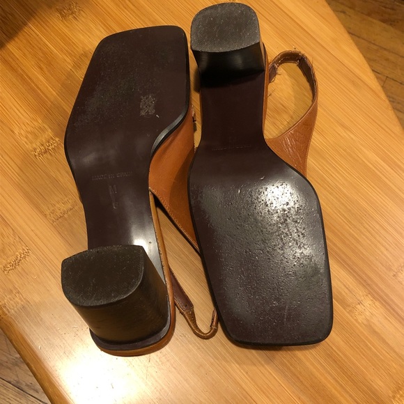 DKNY City Leather Slides Heels Camel Size 6 - Picture 5 of 9